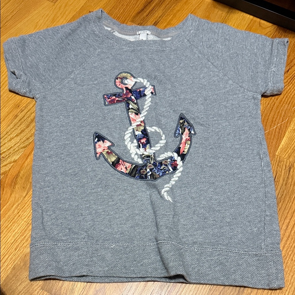 J. Crew Gray Anchor Graphic Tee